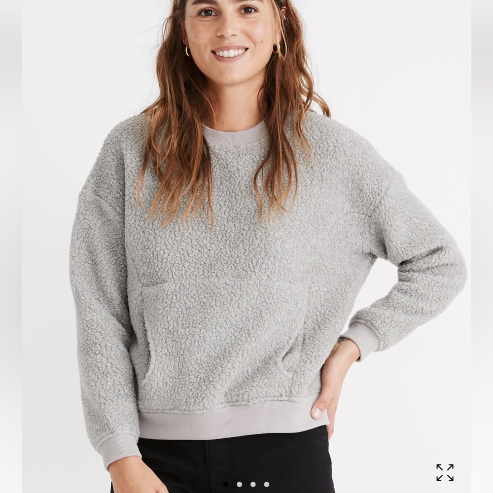 NWT Madewell Polartec Fleece Crewneck Sweatshirt color hthr Antique Gray size M